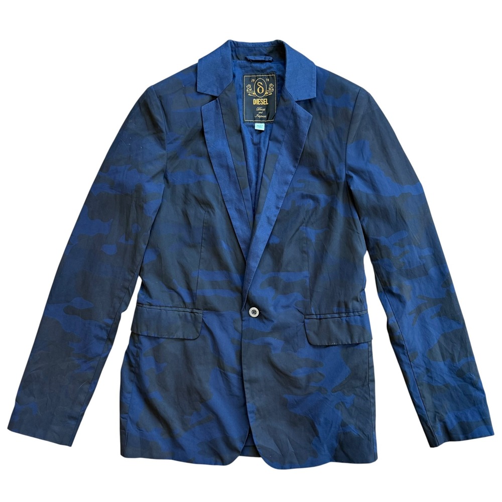 Diesel Blue Camo Blazer Jacket Dress and Impress XS Camouflage Single-Button